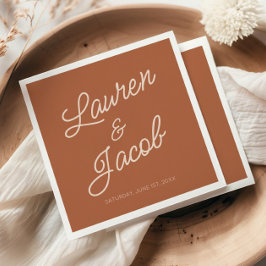 Moderne Minimal Minimalistisch Brown Boho Hochzeit Serviette