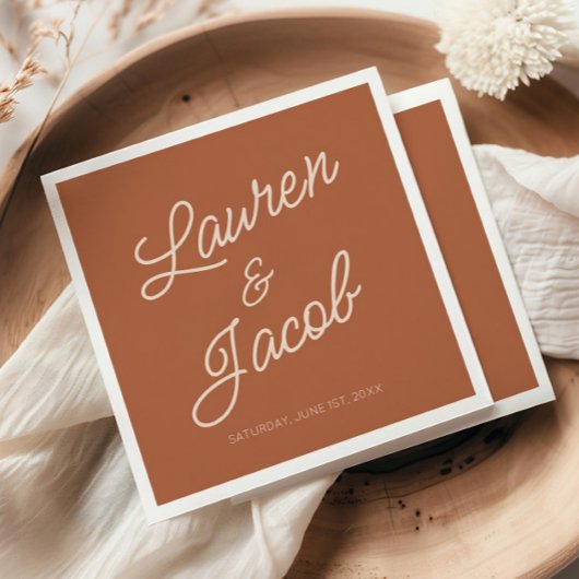 Moderne Minimal Minimalistisch Brown Boho Hochzeit Serviette