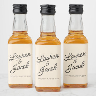 Moderne Minimal Minimalistisch Champagner Wedding  Alkoholflaschenetikett