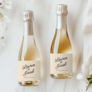Moderne Minimal Minimalistisch Champagner Wedding  Schaumweinetikett