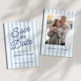 Moderne Minimal Minimalistische Blaue Streifen Hoc Save The Date