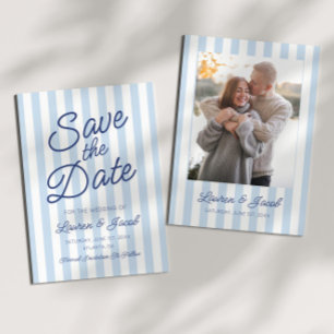 Moderne Minimal Minimalistische Blaue Streifen Hoc Save The Date