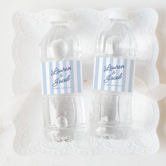 Moderne Minimal Minimalistische Blaue Streifen Hoc Wasserflaschenetikett