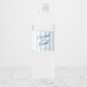 Moderne Minimal Minimalistische Blaue Streifen Hoc Wasserflaschenetikett (Vorderseite)