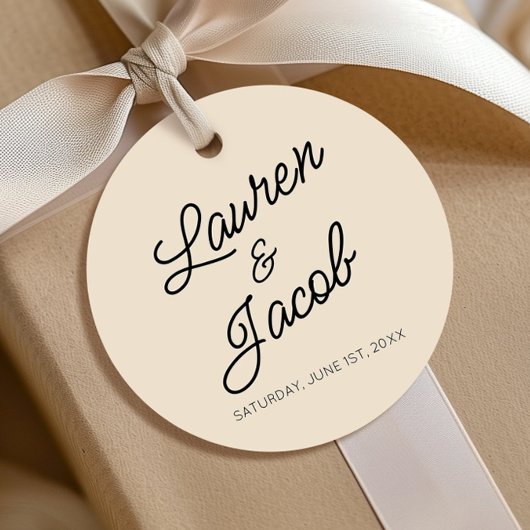 Moderne Minimal Minimalistische Champagnerhochzeit Geschenkanhänger