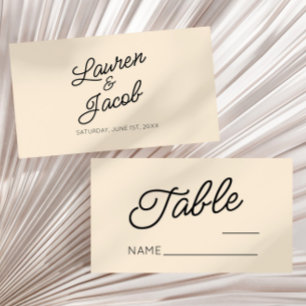 Moderne Minimal Minimalistische Champagnerhochzeit Platzkarte