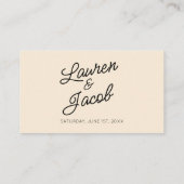 Moderne Minimal Minimalistische Champagnerhochzeit Platzkarte (Rückseite)