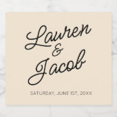 Moderne Minimal Minimalistische Champagnerhochzeit Schaumweinetikett (Einzelnes Label)