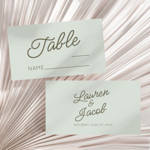 Moderne Minimal Minimalistische Grüne Hochzeit Platzkarte