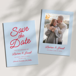 Moderne Minimal Minimalistische Hochzeit in Blau u Save The Date