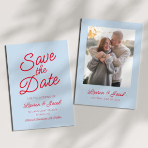 Moderne Minimal Minimalistische Hochzeit in Blau u Save The Date