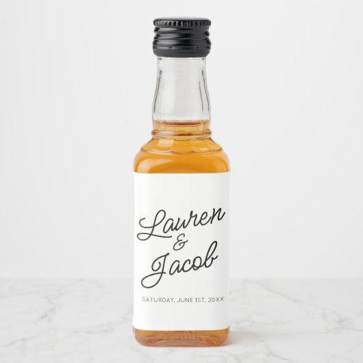 Moderne Minimal Minimalistische Schwarz-weiße Hoch Alkoholflaschenetikett