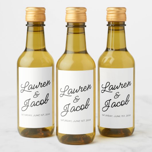 Moderne Minimal Minimalistische Schwarz-weiße Hoch Weinetikett (Flaschen)