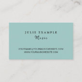 Moderne Minimal Mint Elegante Musiker Künstlername Visitenkarte (Rückseite)
