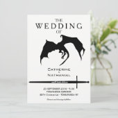 Moderne Minimal mittelalterliche Drache Hochzeit E Einladung (Stehend Vorderseite)