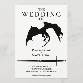 Moderne Minimal mittelalterliche Drache Hochzeit E Einladung