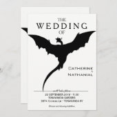 Moderne Minimal mittelalterliche Drache Hochzeit E Einladung (Vorne/Hinten)