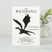 Moderne Minimal mittelalterliche Drachenhochzeit E Einladung (Stehend Vorderseite)