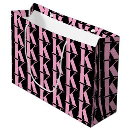 Moderne Minimal-Monogram Business Black & Pink Große Geschenktüte