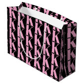 Moderne Minimal-Monogram Business Black & Pink Große Geschenktüte (Rückseite Schrägansicht)