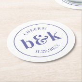 Moderne Minimal Monogram Initials Lila Wedding Runder Pappuntersetzer (Angewinkelt)