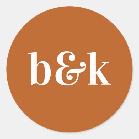 Moderne Minimal Monogram Initials Orange Wedding C Runder Aufkleber (Vorderseite)