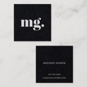 Moderne Minimal Monogram Typografie Black Quadratische Visitenkarte (Vorne/Hinten)