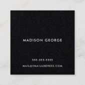 Moderne Minimal Monogram Typografie Black Quadratische Visitenkarte (Rückseite)