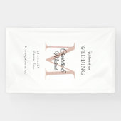 Moderne Minimal Monogram Wedding Willkommen Banner (Horizontal)