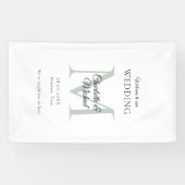 Moderne Minimal Monogram Wedding Willkommen Banner (Horizontal)