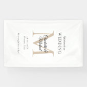 Moderne Minimal Monogram Wedding Willkommen Banner (Horizontal)