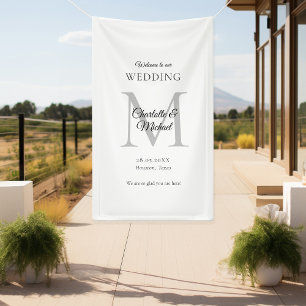 Moderne Minimal Monogram Wedding Willkommen Banner