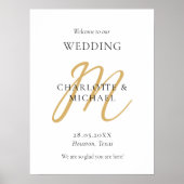 Moderne Minimal Monogram Wedding Willkommen Poster (Vorne)