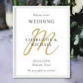 Moderne Minimal Monogram Wedding Willkommen Poster