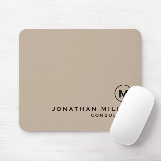 Moderne Minimal-Monogramm-Beige Mousepad (Mit Mouse)