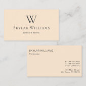 Moderne Minimal-Monogramm-Beige Visitenkarte (Vorne/Hinten)