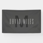 Moderne Minimal-Monogramm-Design Vorlag Dark Grey Banner (Horizontal)