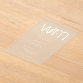 Moderne Minimal-Monogramm-Hochzeit Acryleinladungen (Ablage )