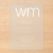 Moderne Minimal-Monogramm-Hochzeit Acryleinladungen (Vorderseite)