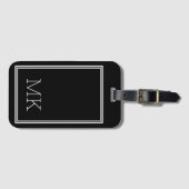 Moderne Minimal-Monogramm-Initialen schwarz Gepäckanhänger (Vorderseite (Horizontal))