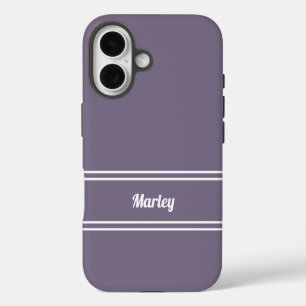 Moderne Minimal Monogramm-Schriftvorlage Lila iPhone 16 Hülle