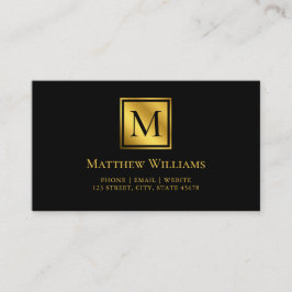 Moderne Minimal-Monogramm Schwarz und Gold Visitenkarte