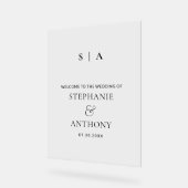 Moderne Minimal-Monogramm-Schwarz-Weiß-Hochzeit Acrylschild (Winkel)