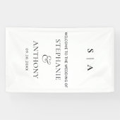 Moderne Minimal-Monogramm-Schwarz-Weiß-Hochzeit Banner (Horizontal)