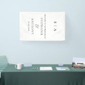 Moderne Minimal-Monogramm-Schwarz-Weiß-Hochzeit Banner (Messe)