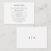 Moderne Minimal-Monogramm-Schwarz-Weiß-Hochzeit Begleitkarte (Vorne/Hinten)