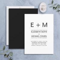Moderne Minimal-Monogramm-Schwarz-Weiß-Hochzeit