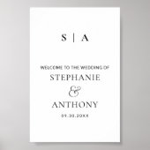 Moderne Minimal-Monogramm-Schwarz-Weiß-Hochzeit Poster (Vorne)