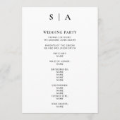 Moderne Minimal-Monogramm-Schwarz-Weiß-Hochzeit Programm (Rückseite)