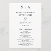 Moderne Minimal-Monogramm-Schwarz-Weiß-Hochzeit Programm (Vorderseite)